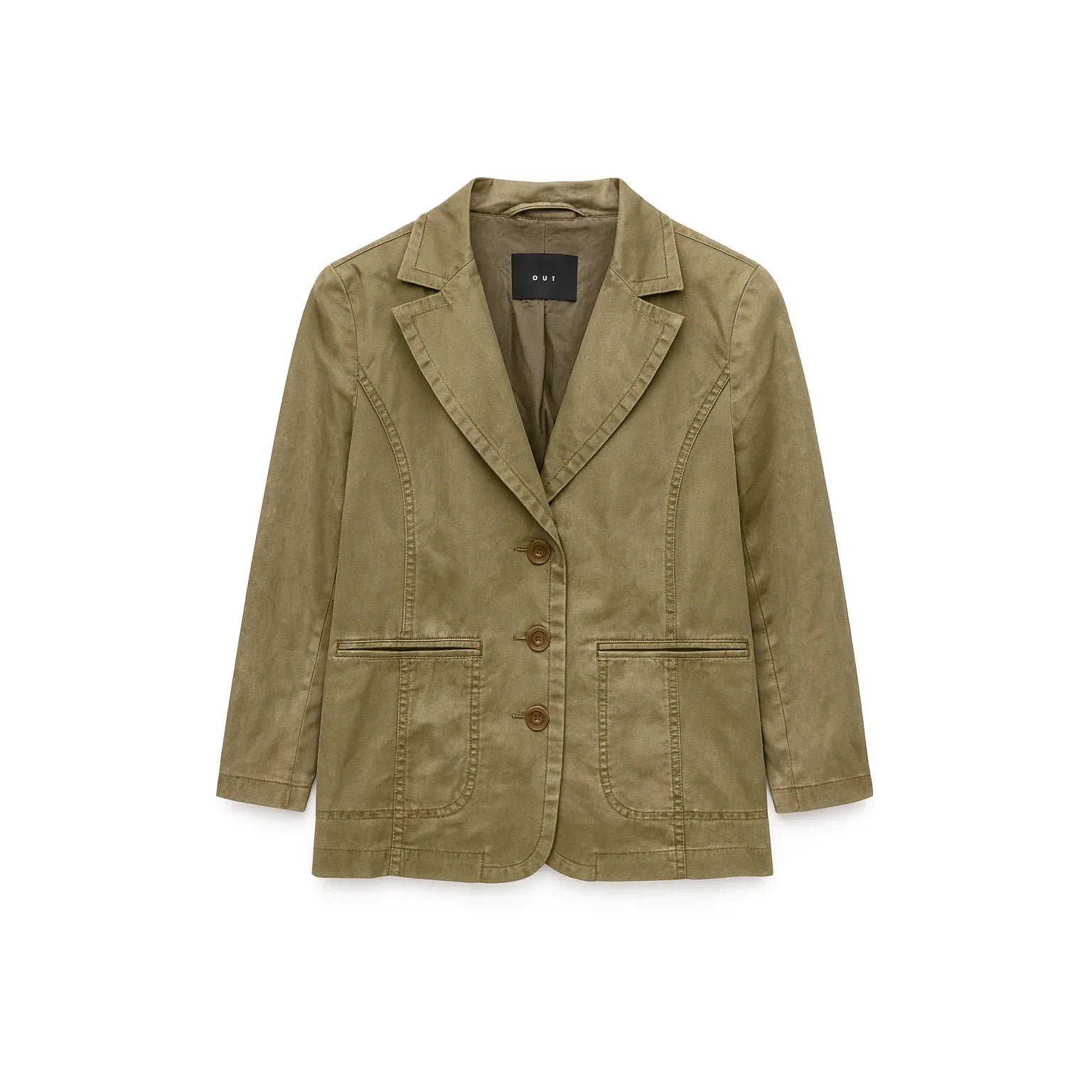 OUI Women's Olive Denim Cropped Jacket - Gomix Brands Outlet